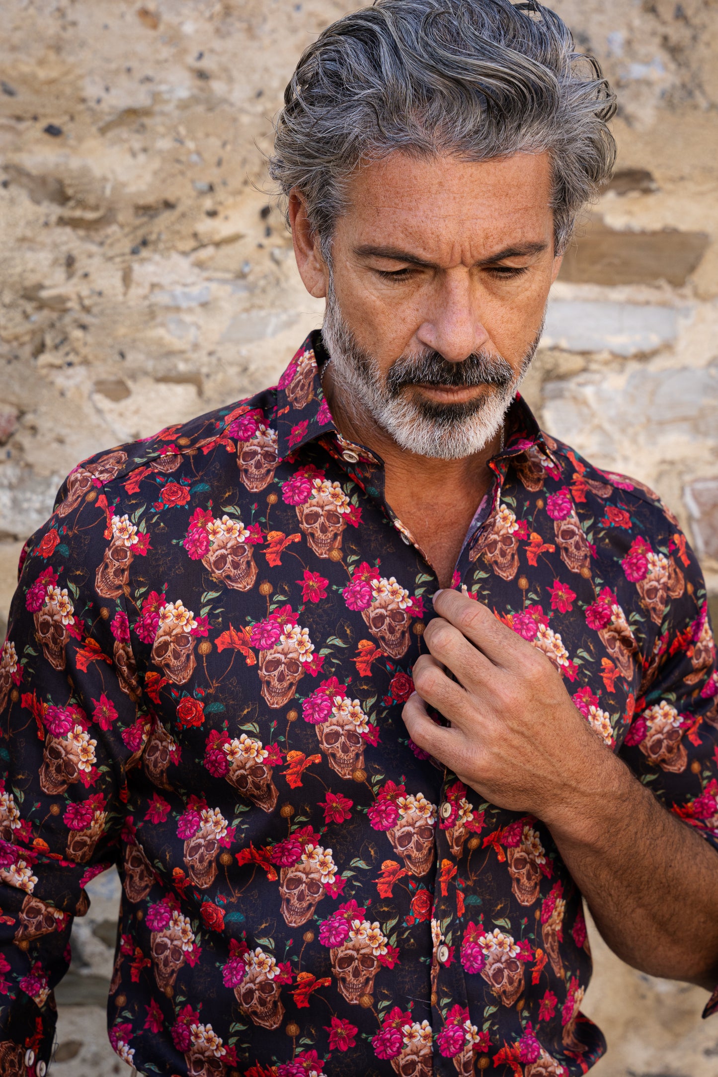 Camisa Montesco lirio rosa - INDOMITO108, camisa calaveras, camisa estampadas hombre