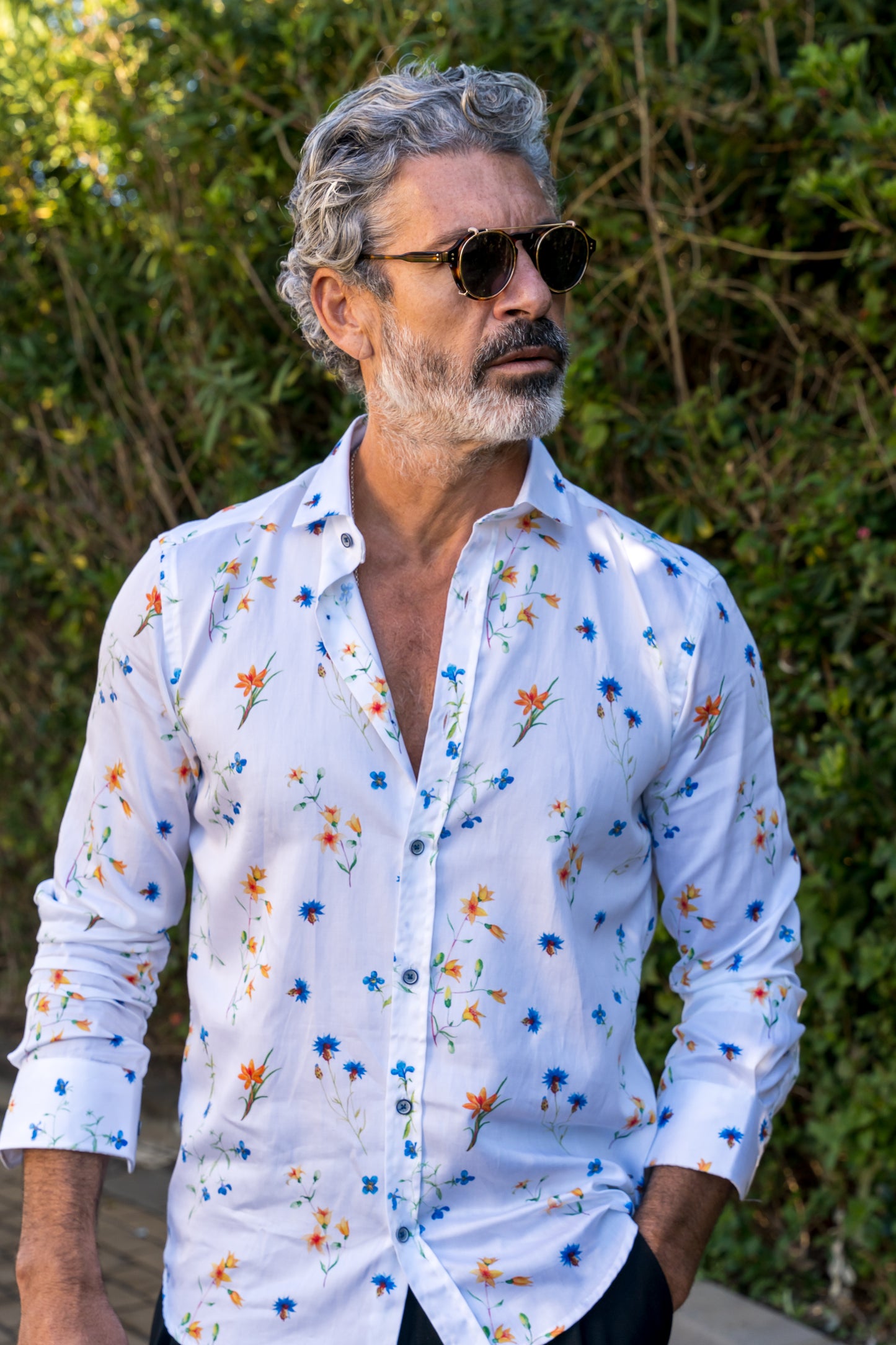 Camisa Montesco flor azul - INDOMITO108