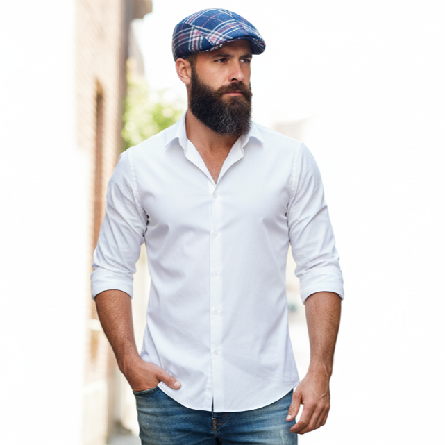 Boina 5075 cuadro azul fusia cashmere