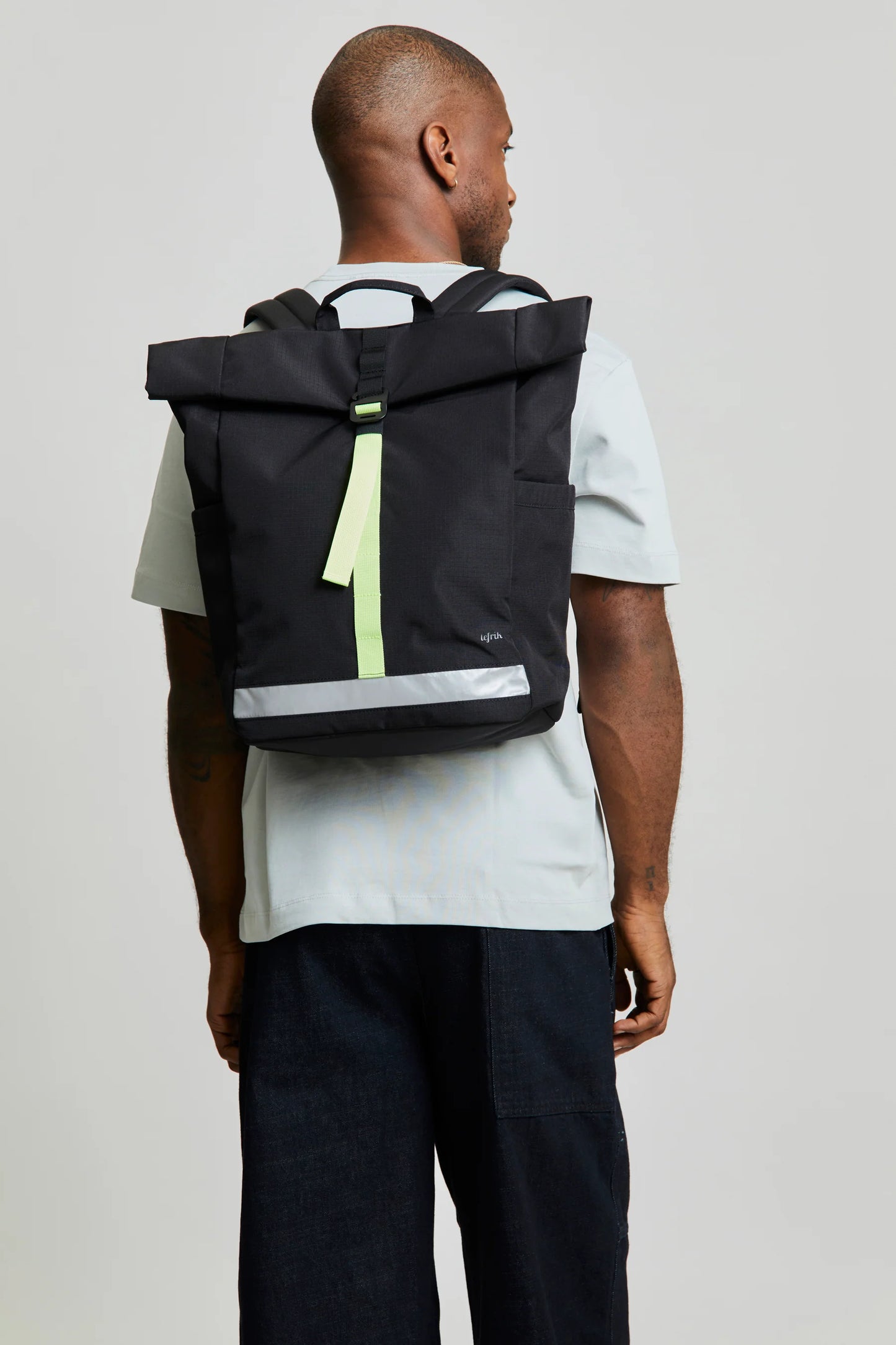 Mochila Lefrik Lars Roll Backpack Black Lime Vandra