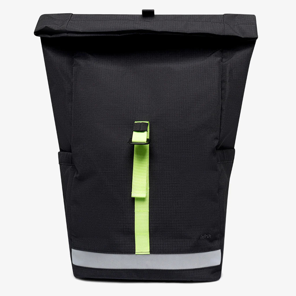 Mochila Lefrik Lars Roll Backpack Black Lime Vandra