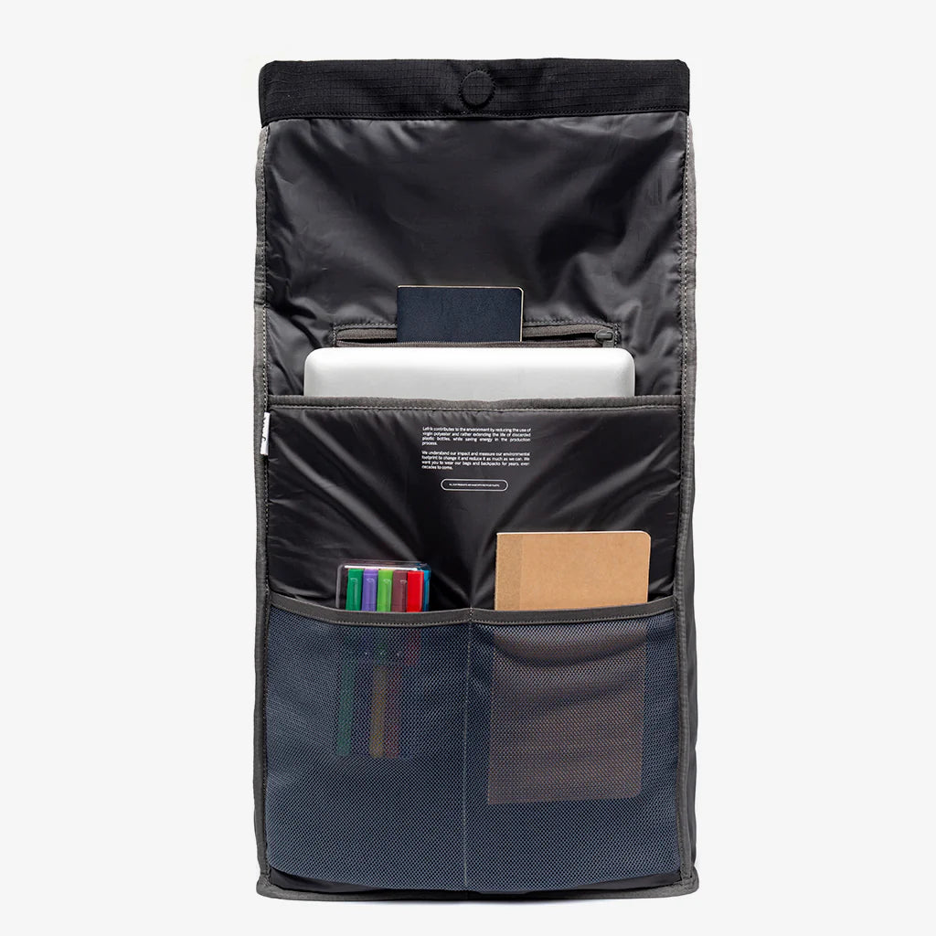 Mochila Lefrik Lars Roll Backpack Black Lime Vandra