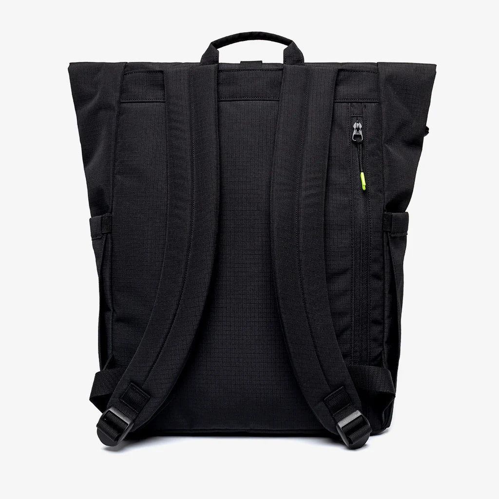 Mochila Lefrik Lars Roll Backpack Black Lime Vandra