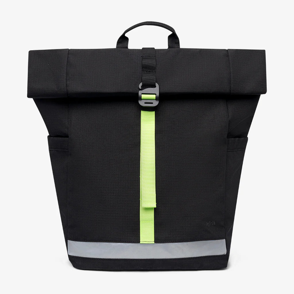 Mochila Lefrik Lars Roll Backpack Black Lime Vandra