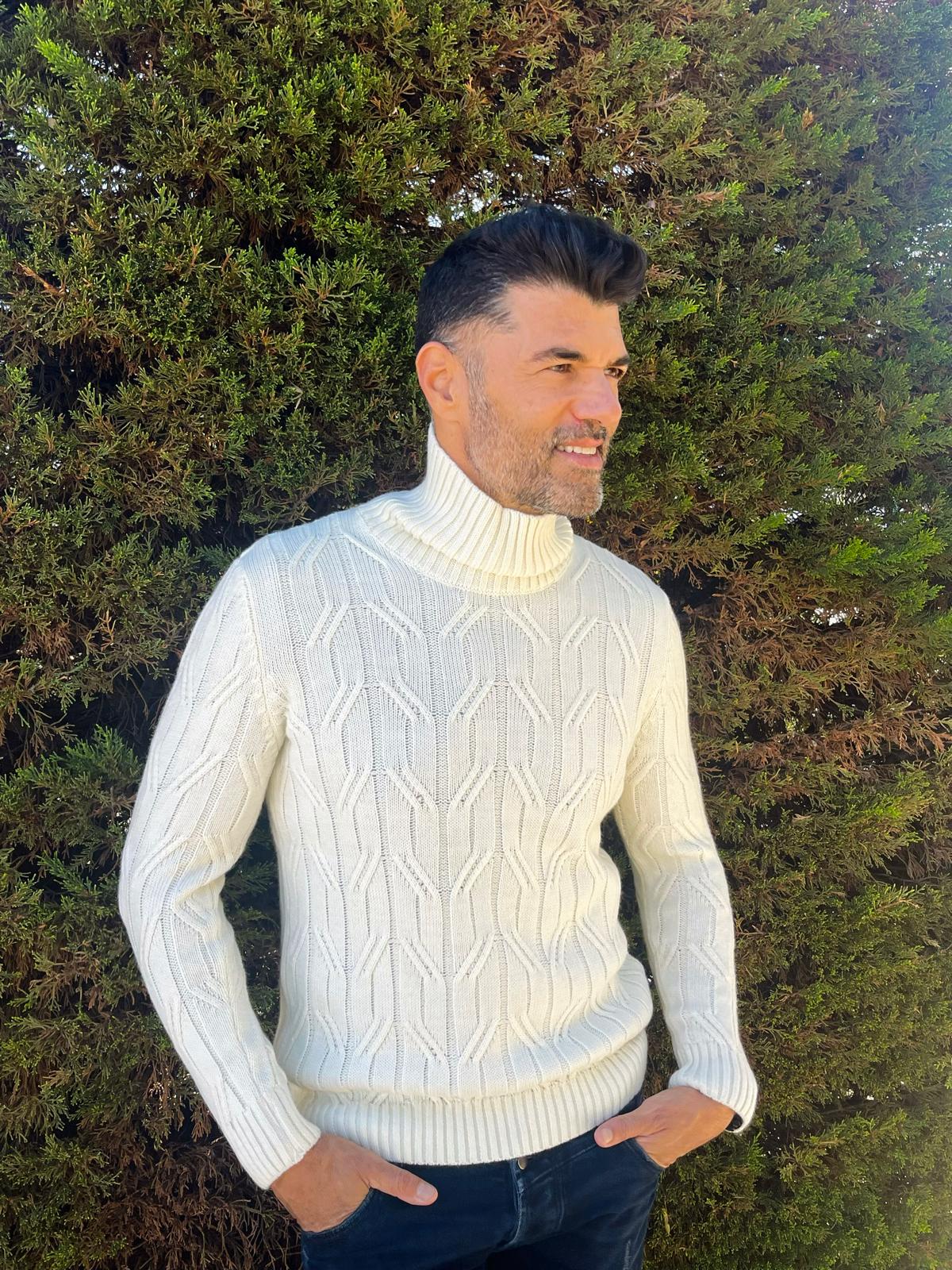 Jersey cuello CISNE de LANA made in Spain brownjury