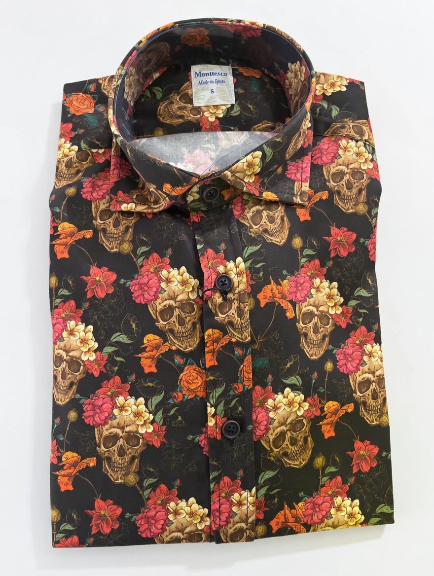 Camisa Monttesco calaveras flores