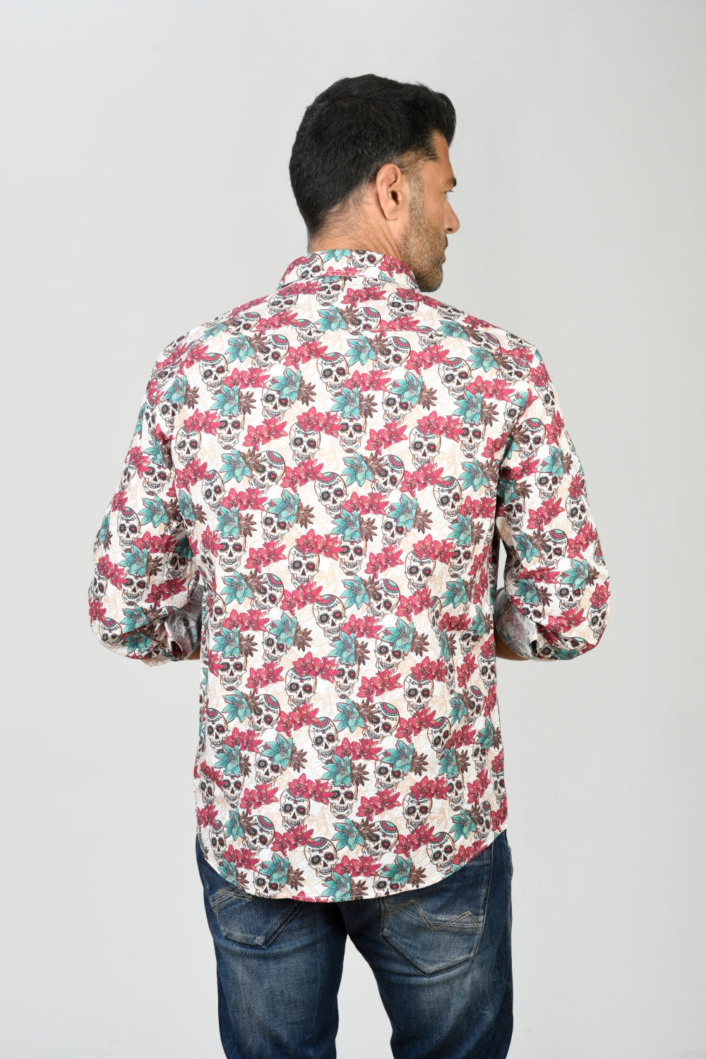 Camisa Montesco calavera flor morada - INDOMITO108