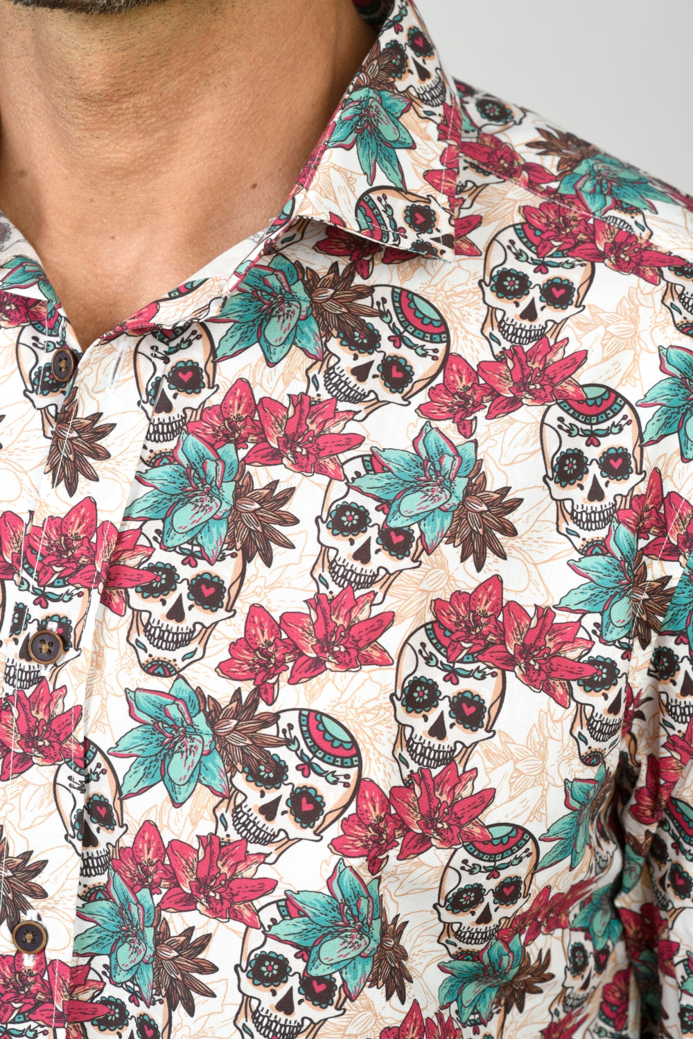 Camisa Montesco calavera flor morada - INDOMITO108