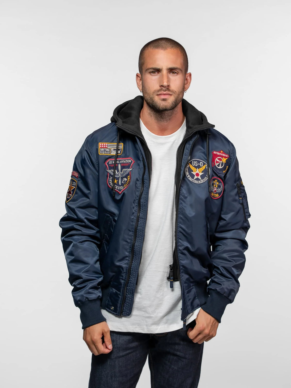 Chaqueta bomber de aviador azul navy