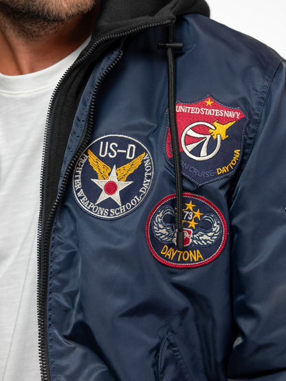 Chaqueta bomber de aviador azul navy