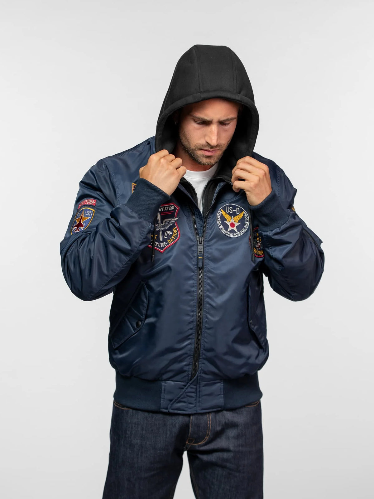 Chaqueta bomber de aviador azul navy