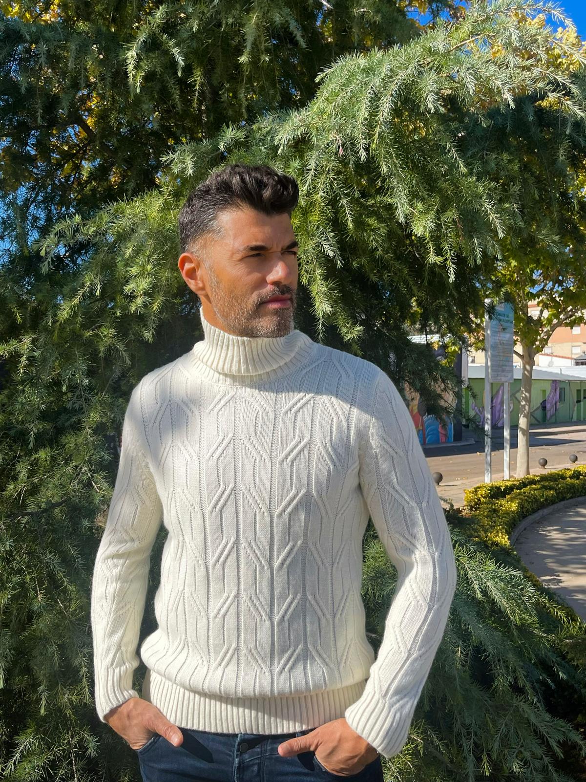 Jersey cuello CISNE de LANA made in Spain brownjury