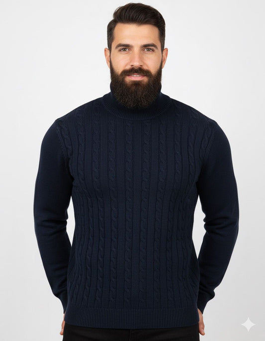 Jersey azul marino trenzado