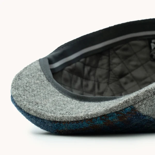 Boina cuadro blu 100% lana