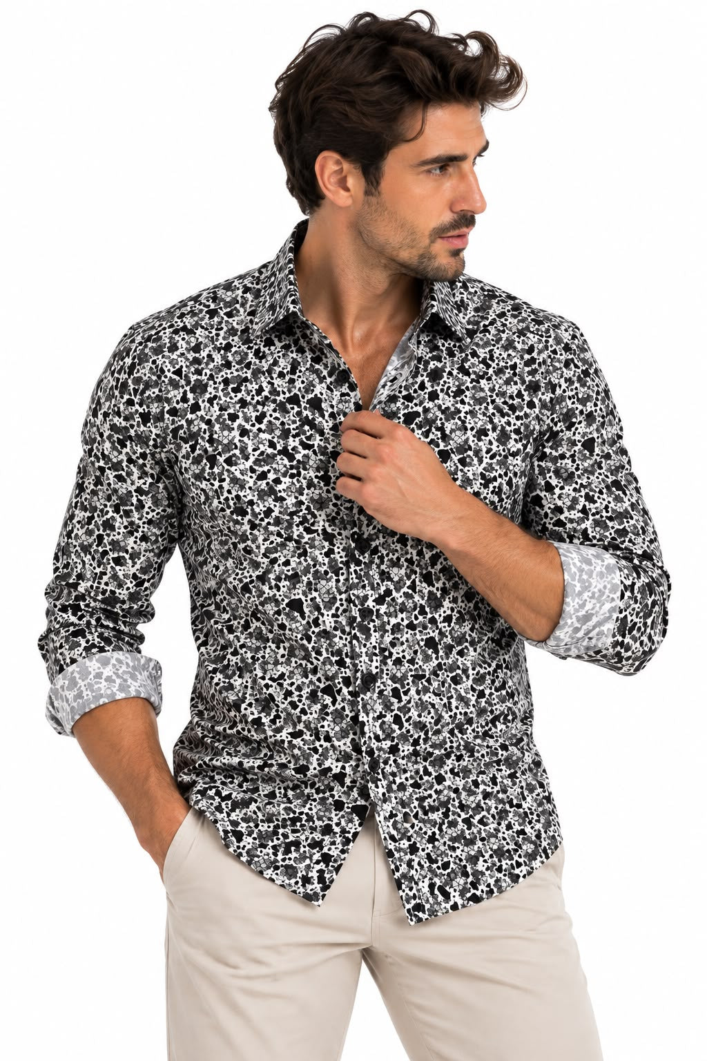 Camisa Estampada Monttesco black and white - 100% Algodón