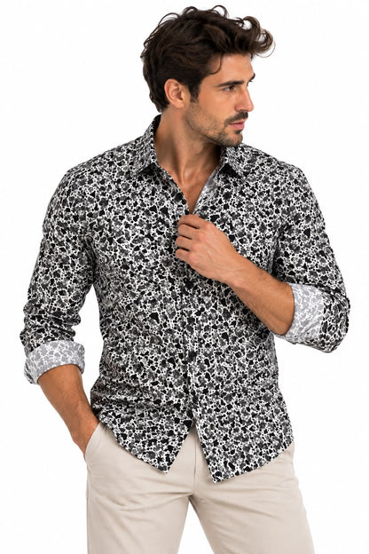 Camisa Estampada Monttesco black and white - 100% Algodón