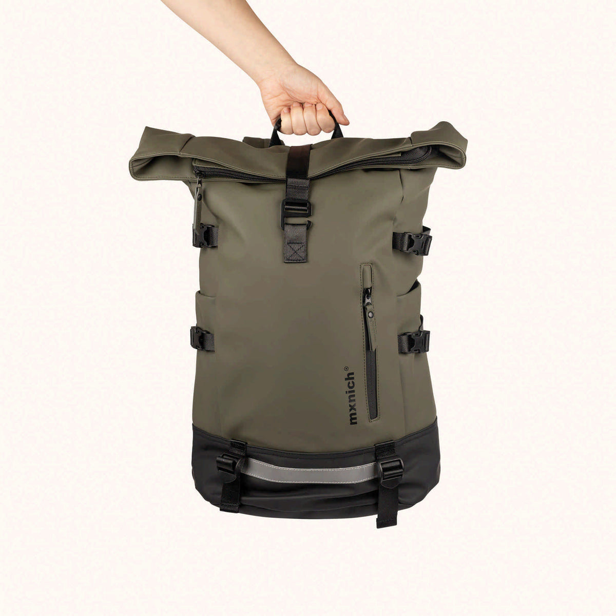 Mochila Urbana Impermeable con Cierre Roll Top Kaki HUSH ROLL BACKPACK KHAKI