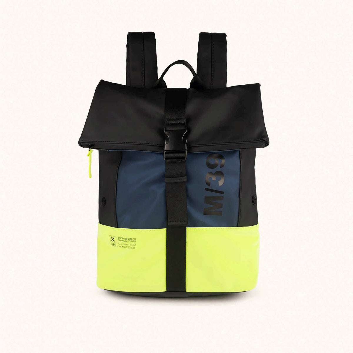 Mochila Urbana Impermeable Ergónoma con Acolchado Trasero CITY BACKPACK LIME/BLUE
