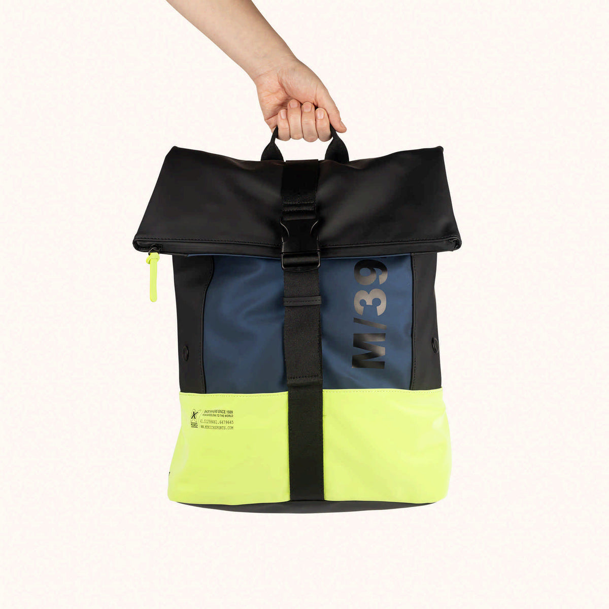 Mochila Urbana Impermeable Ergónoma con Acolchado Trasero CITY BACKPACK LIME/BLUE