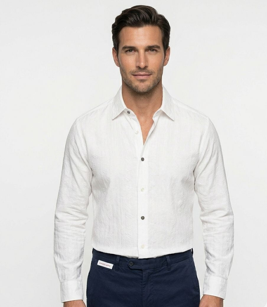 Camisa blanca tejido bordado Gianni Lupo