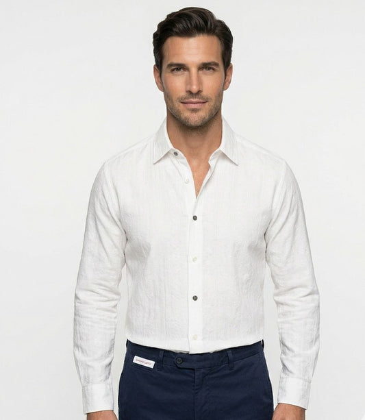 Camisa blanca tejido bordado Gianni Lupo