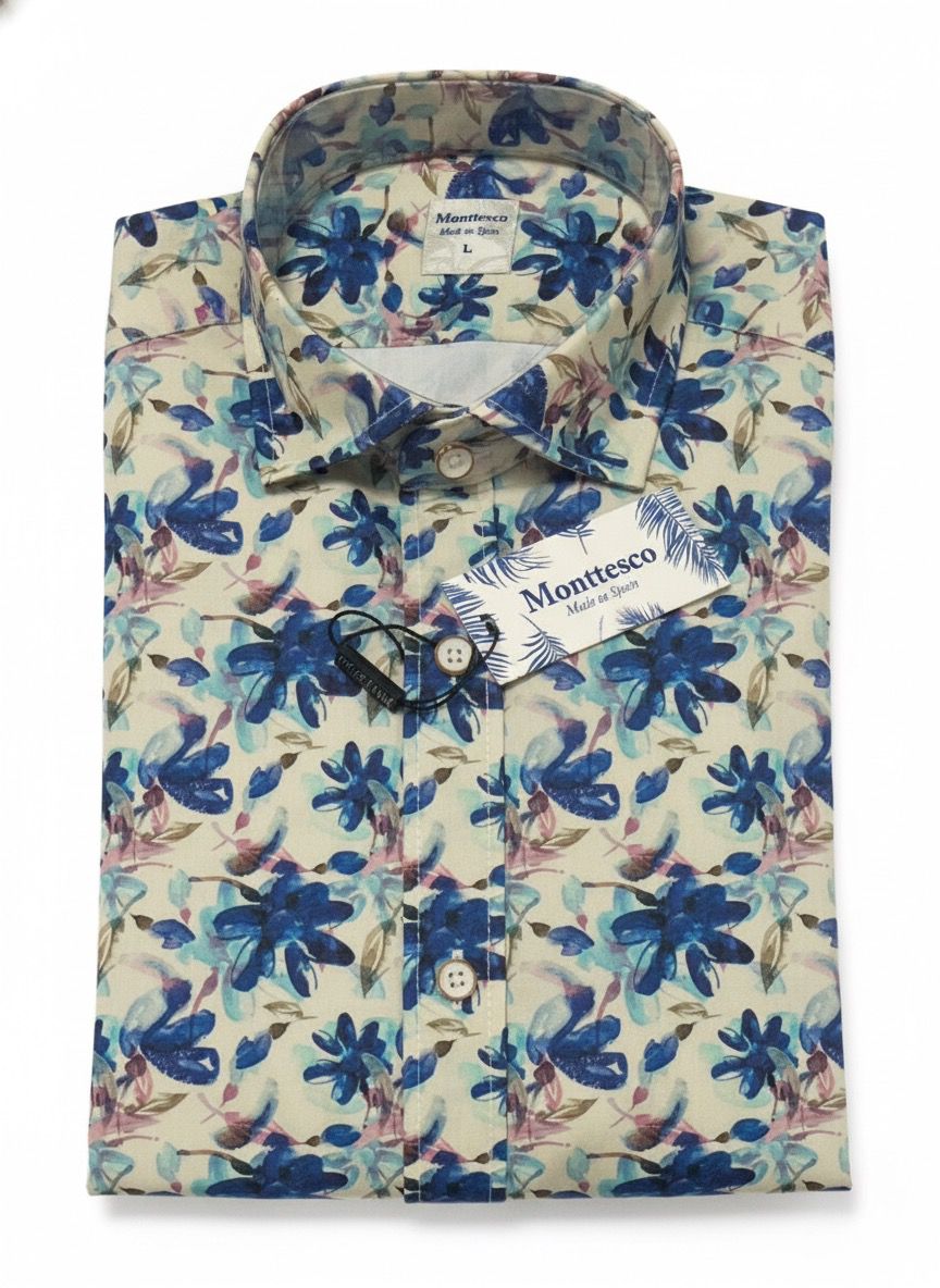 Camisa Monttesco flor azul
