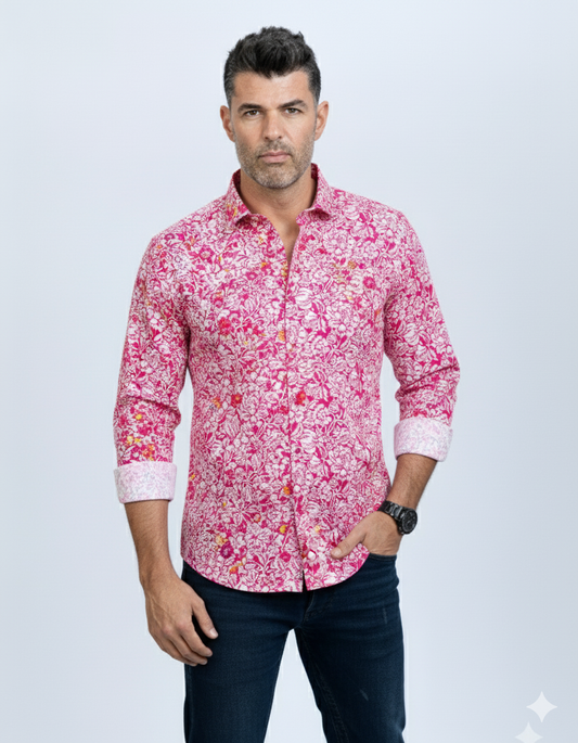 Camisa fucsia flores Gianni Lupo