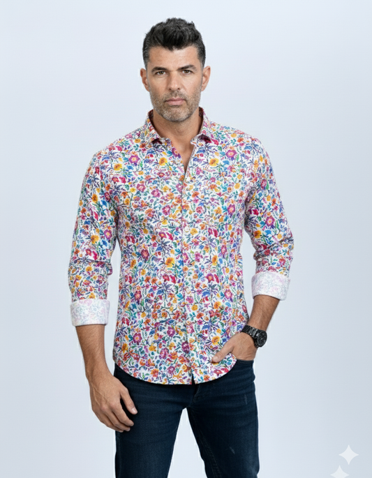 Camisa flor morada Gianni Lupo