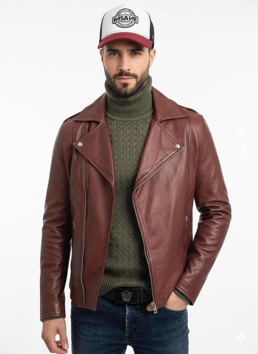 Chaqueta de piel ovina rojiza