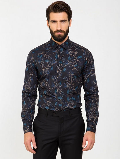 Camisa Estampada Monttesco Japón Dark - 100% Algodón Español