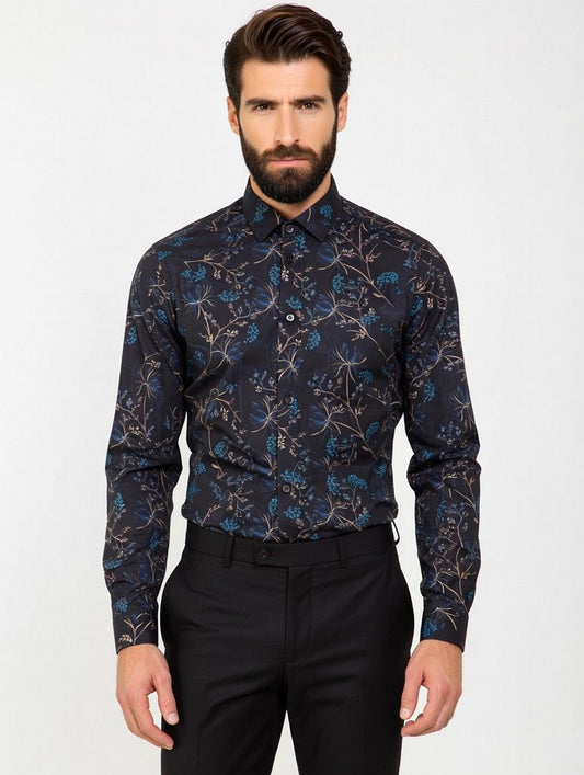 Camisa Estampada Monttesco Japón Dark - 100% Algodón Español