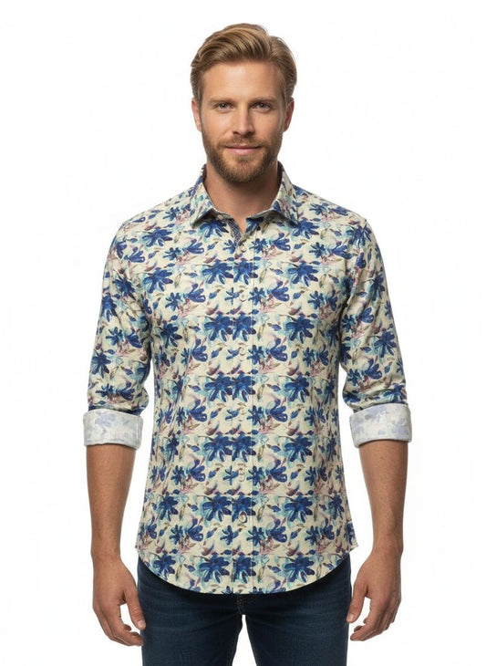 Camisa Monttesco flor azul