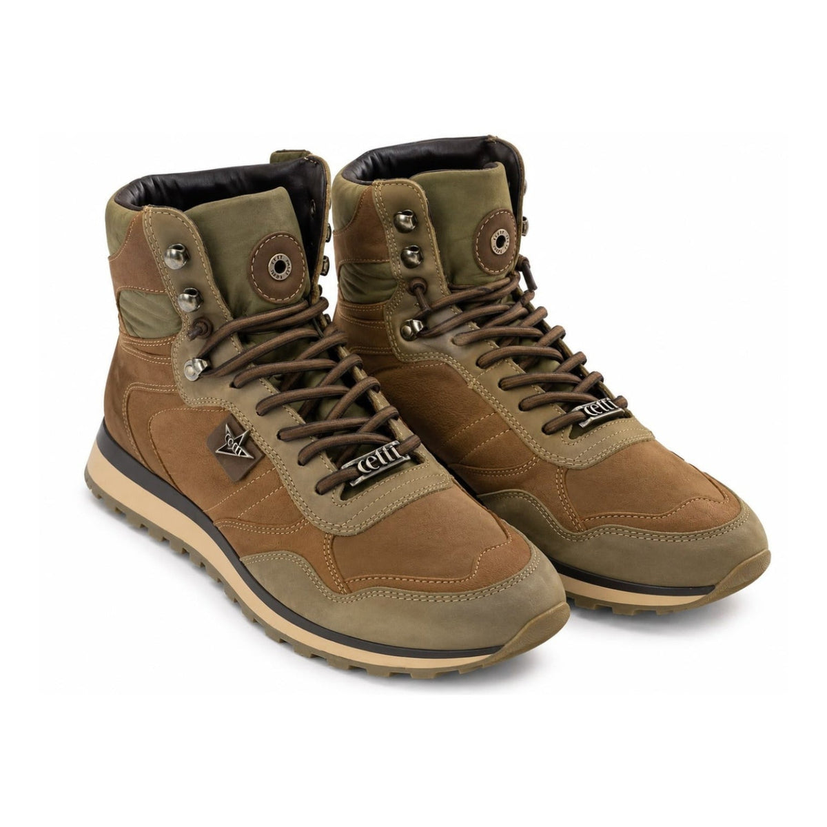 Bota Cetti Hombre Marrón y Kaki – Piel Nobuk