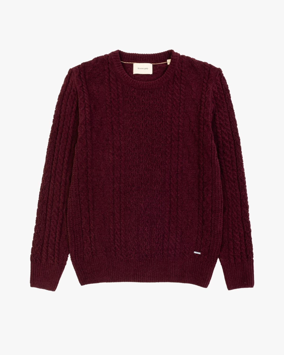 Jersey cuello caja tranzado burdeos