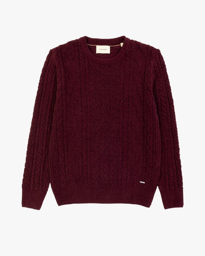 Jersey cuello caja tranzado burdeos