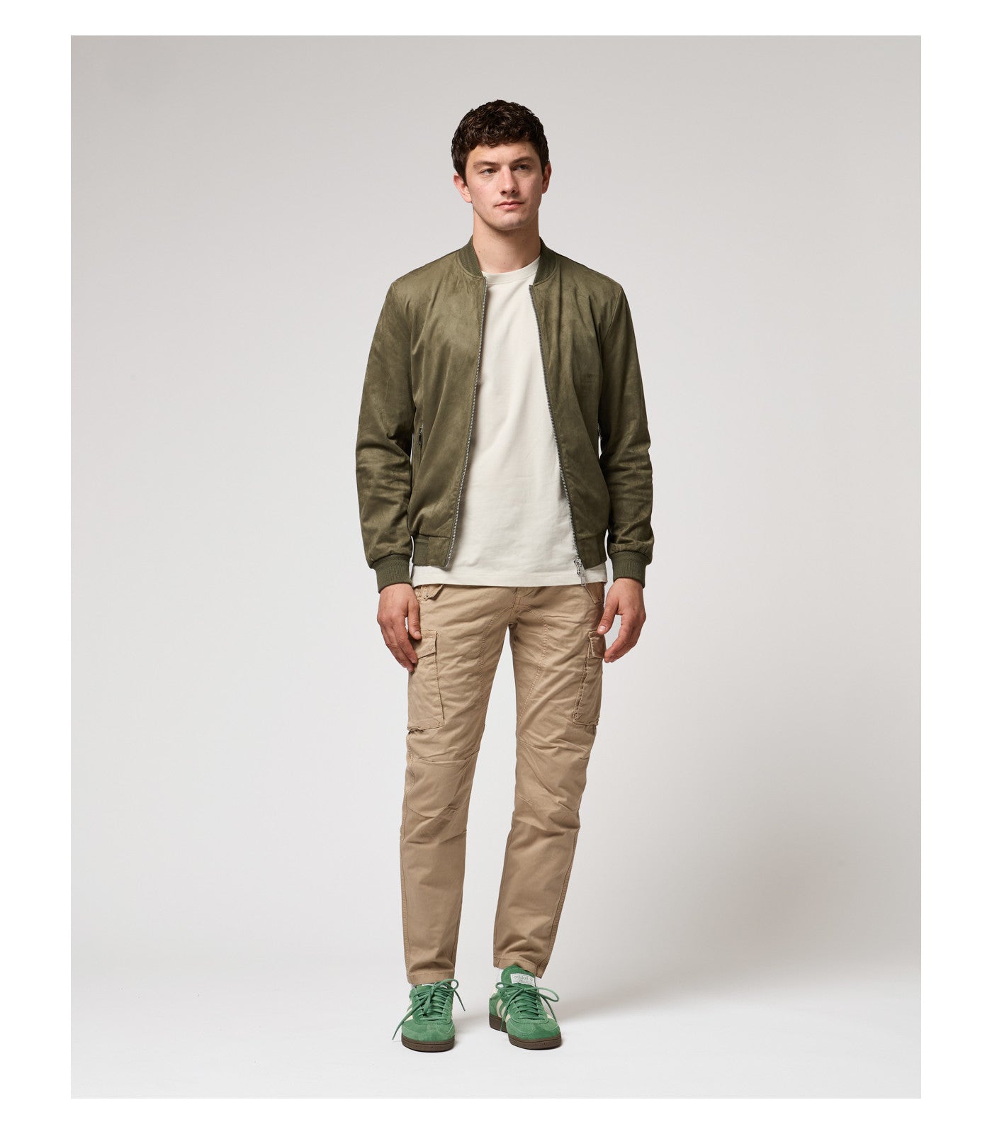 Chaqueta bomber efecto ante Gianni verde militar