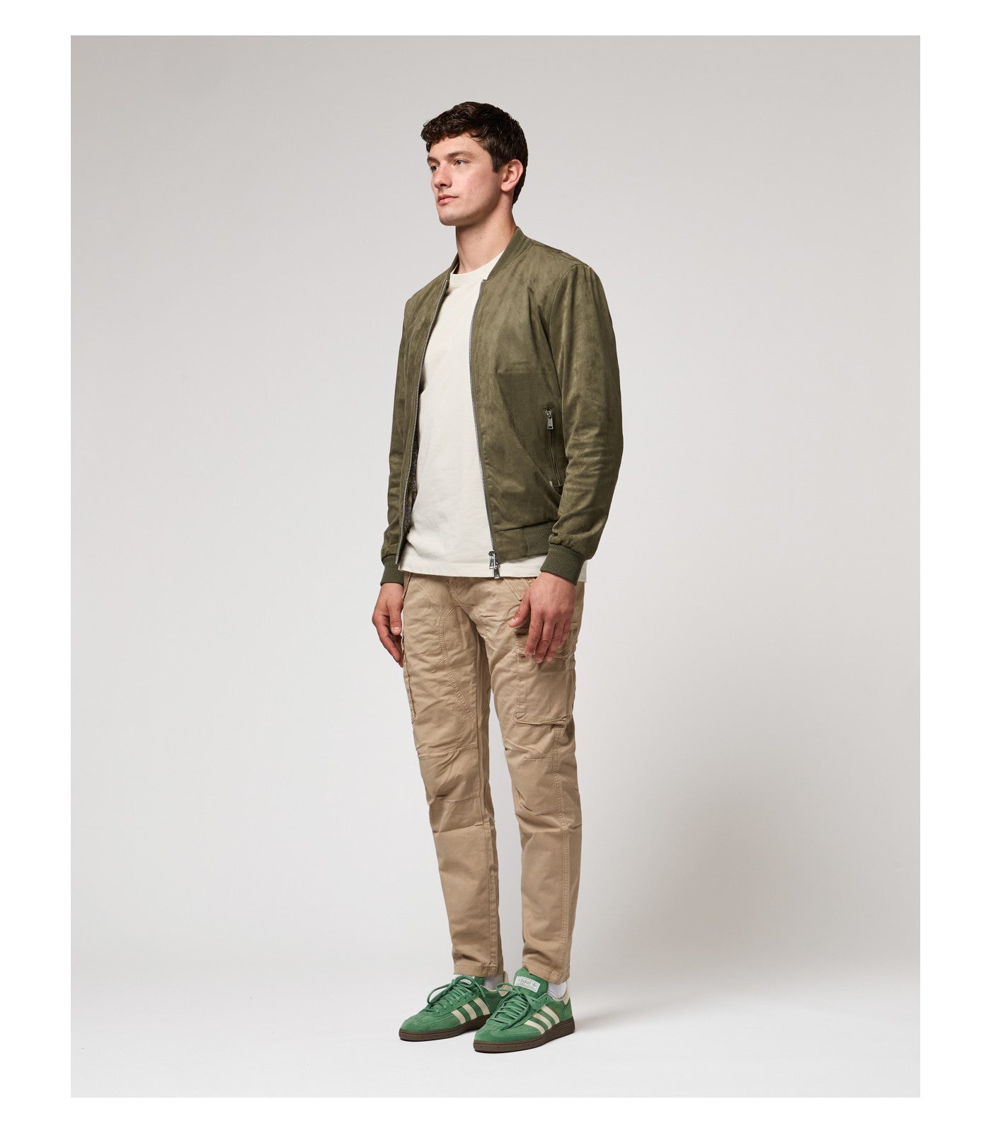 Chaqueta bomber efecto ante Gianni verde militar