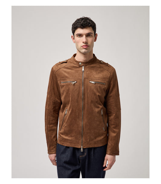 Cazadora biker Gianni Lupo en acabado efecto ante