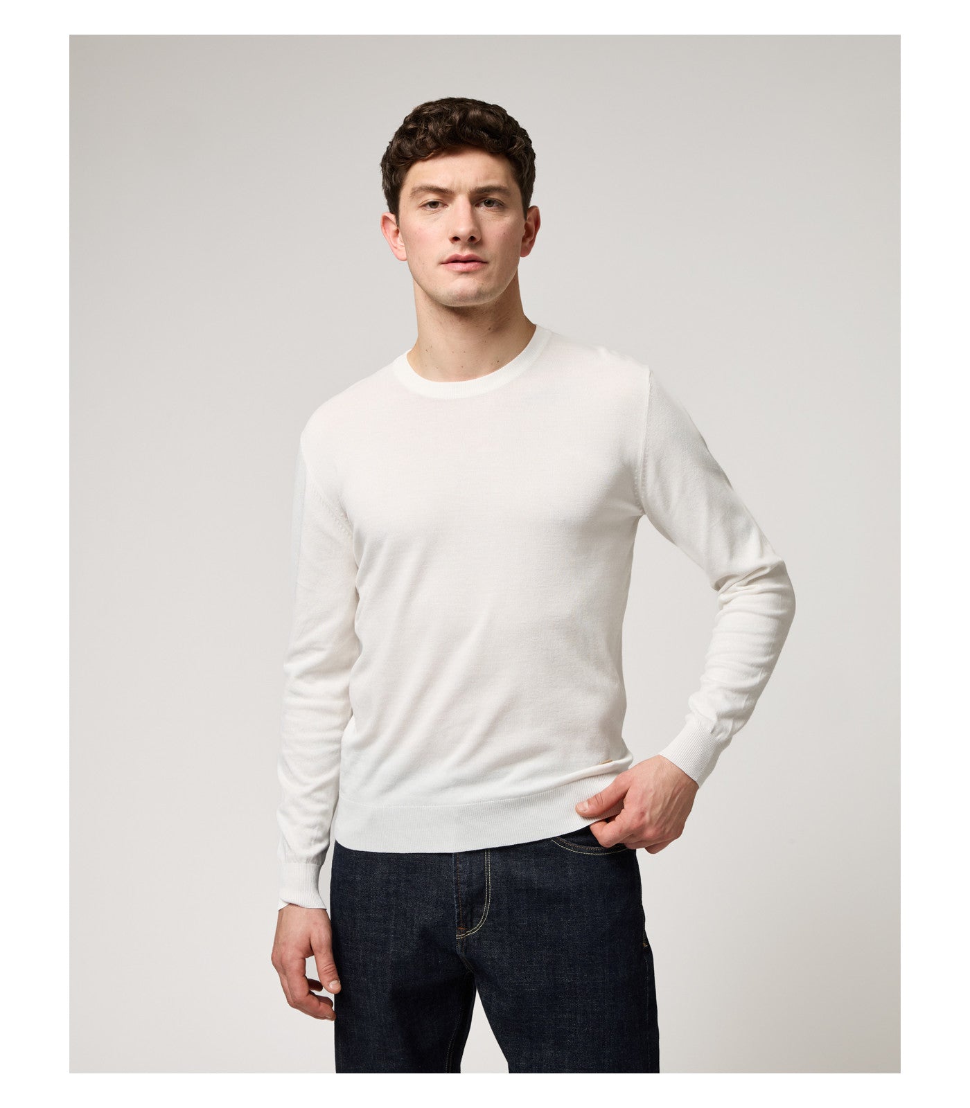 Camiseta de punto manga larga Gianni blanca