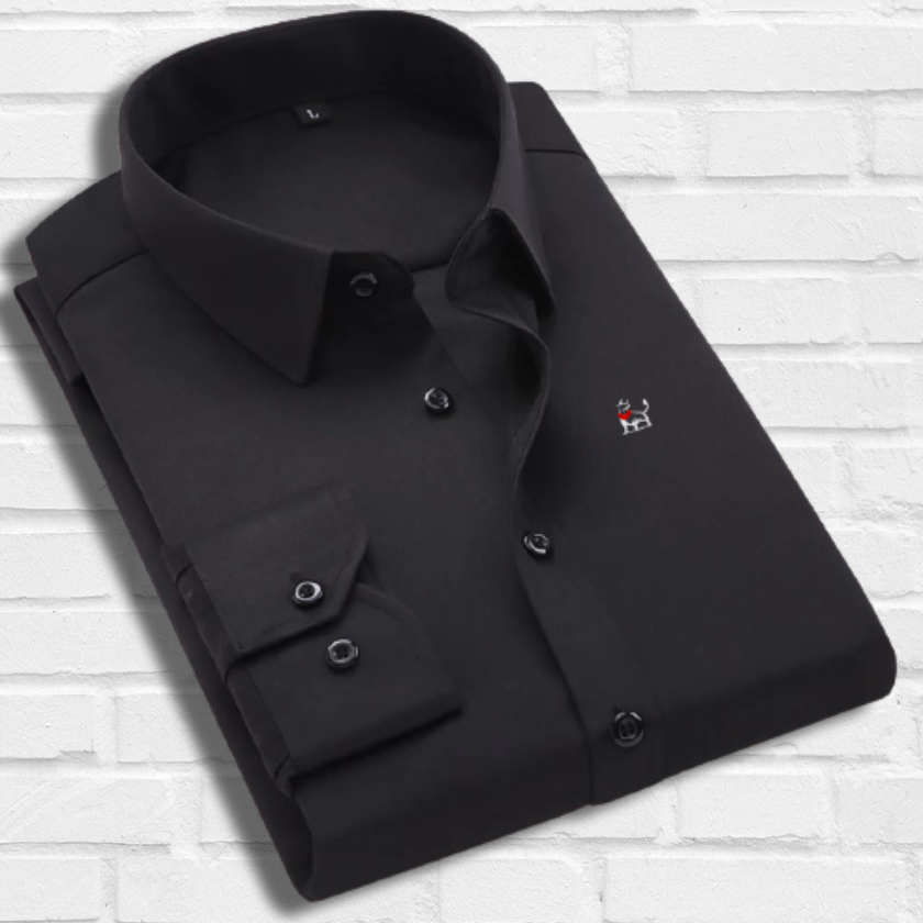 Camisa de hombre manga larga cuello Italiano entallada