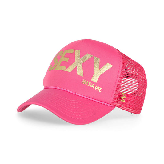 Gorra sexy trucker fuchsia & gold - INDOMITO108